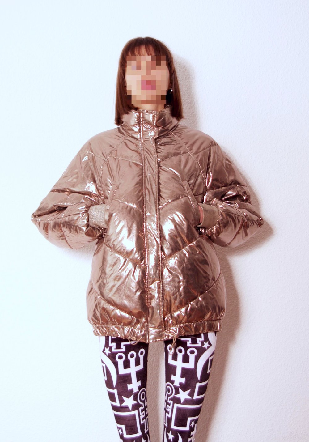 Shiny Pufferjacke metallic Gr. 38 S M oversized Technobarbie bratz Berghain Winter 90er y2k