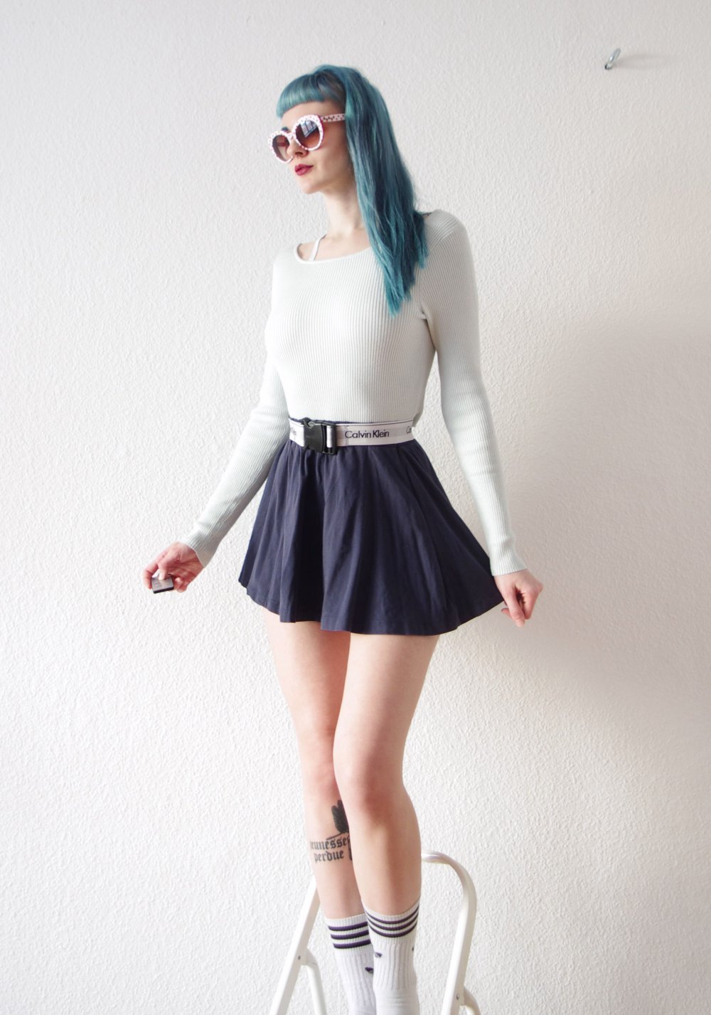 Hellblauer Cutout Crop Pullover Gr. M S gerippt River Island Technobarbie Festival y2k 90er