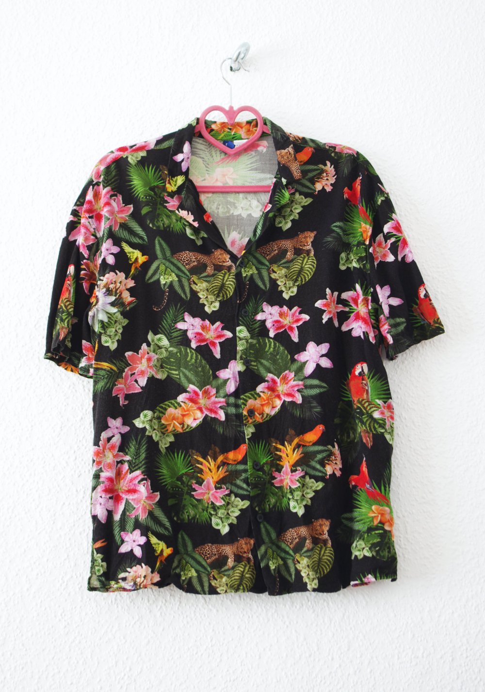 Retro Hawaii oversized Hemd Gr. M S Blumen Alloverprint Festival Technoelfe 
