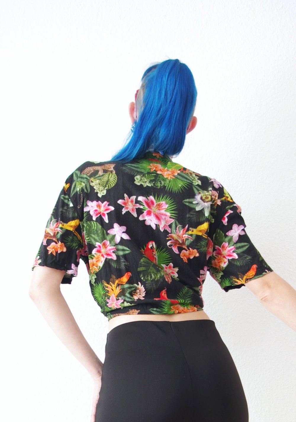 Retro Hawaii oversized Hemd Gr. M S Blumen Alloverprint Festival Technoelfe 