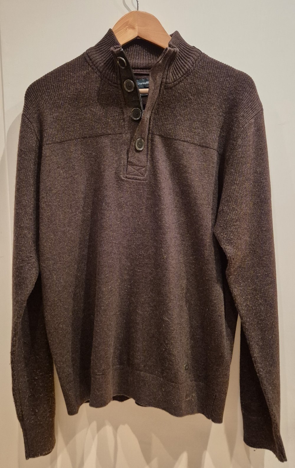 Charles Vögele Pullover Strick  Half Zip braun Gr M