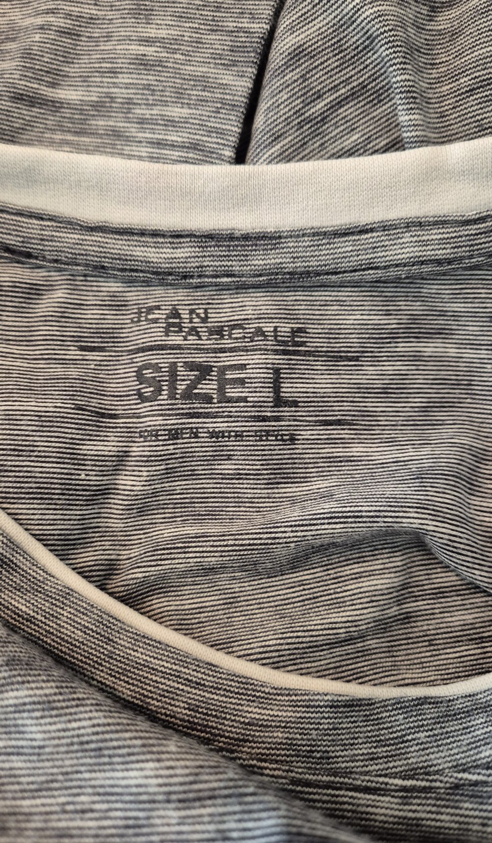 Jean Pascale Langarmshirt Longsleeve blau weiß meliert Gr L