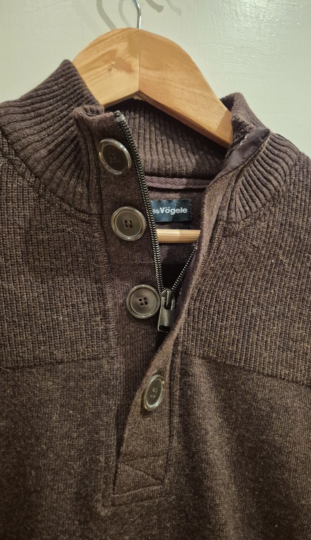 Charles Vögele Pullover Strick  Half Zip braun Gr M