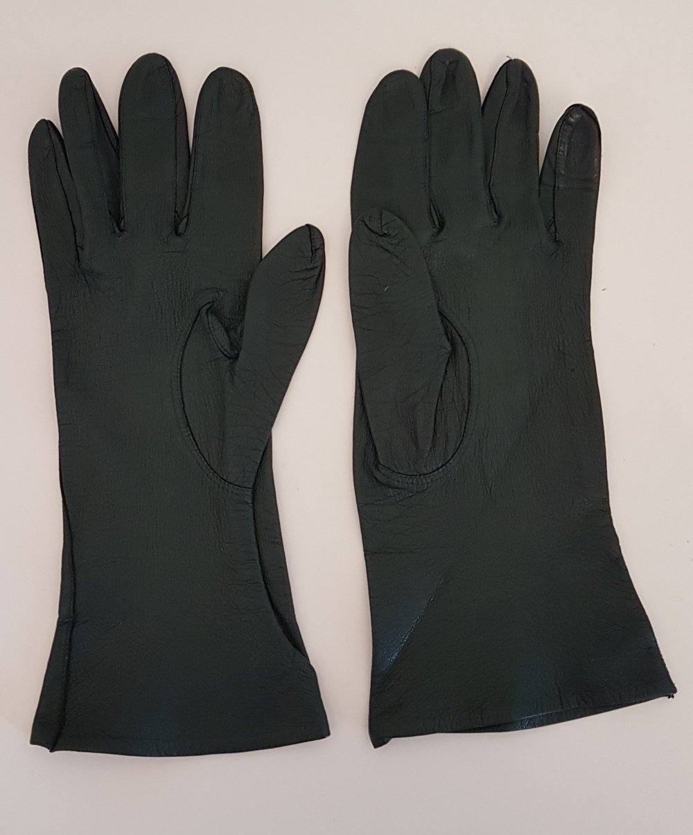 Lederhandschuhe 60er Jahre grün Gr 7,5