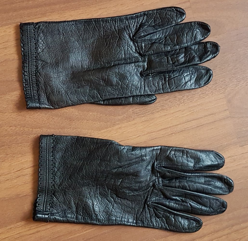 Lederhandschuhe Damen schwarz Gr 7,5 - vintage
