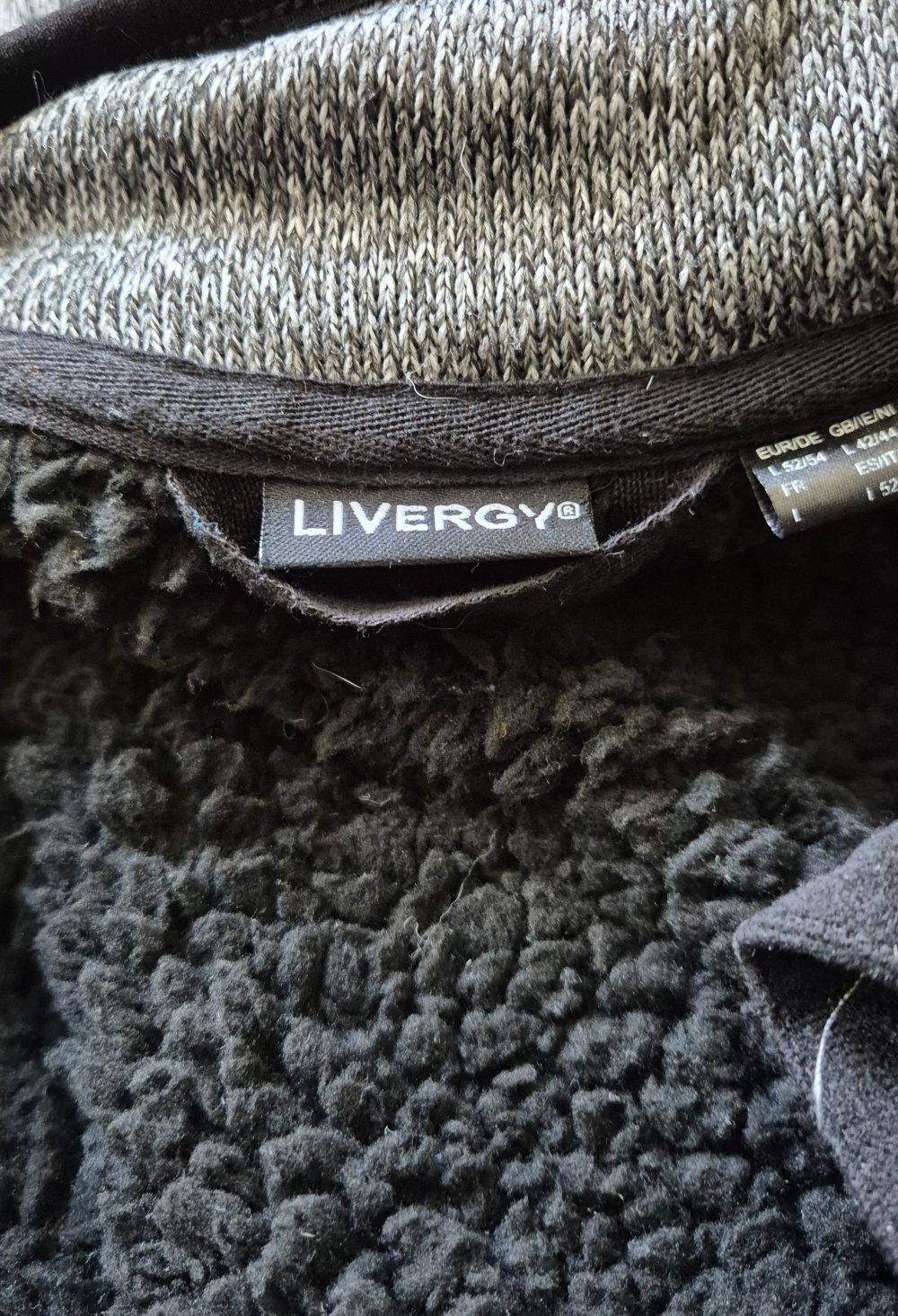 Livergy Herren Sweatjacke mit Teddyfutter grau meliert Gr L