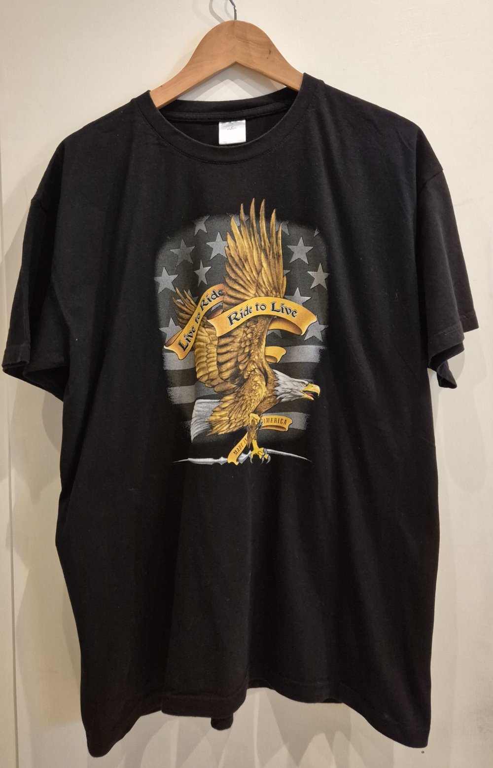 B&C T-Shirt Motorrad Adler USA schwarz Gr L