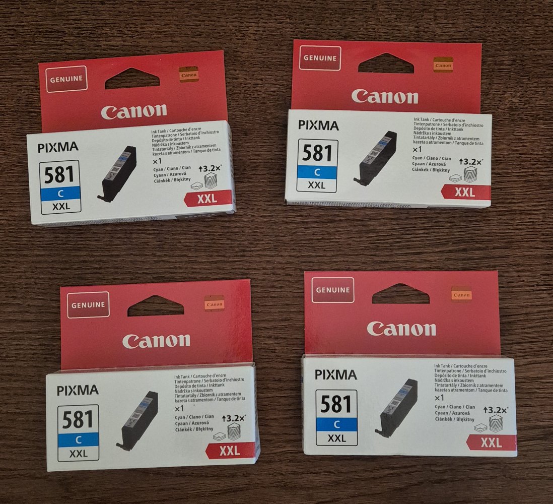 4 Tintenpatrone Canon CLI-581C XXL blau - NEU und ungeöffnet