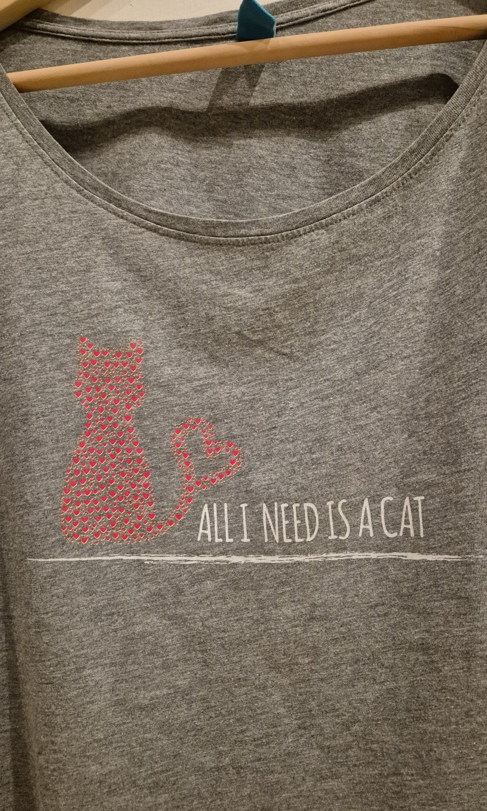 Spread Shirt T-Shirt grau All i need is a cat kurzarm, Katze Gr L