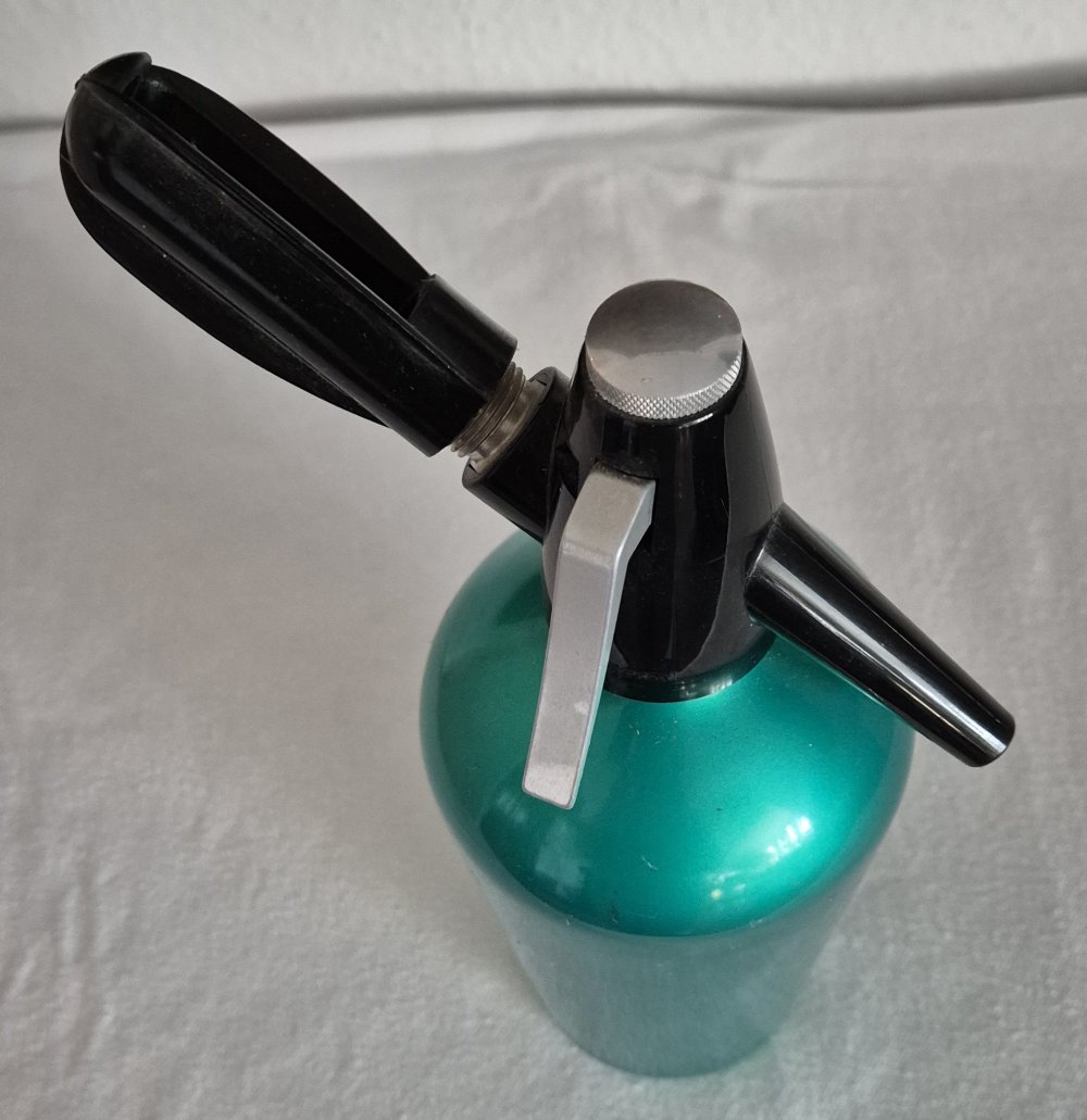 Sahne & Soda Siphon Sammlerstück grün türkis vintage