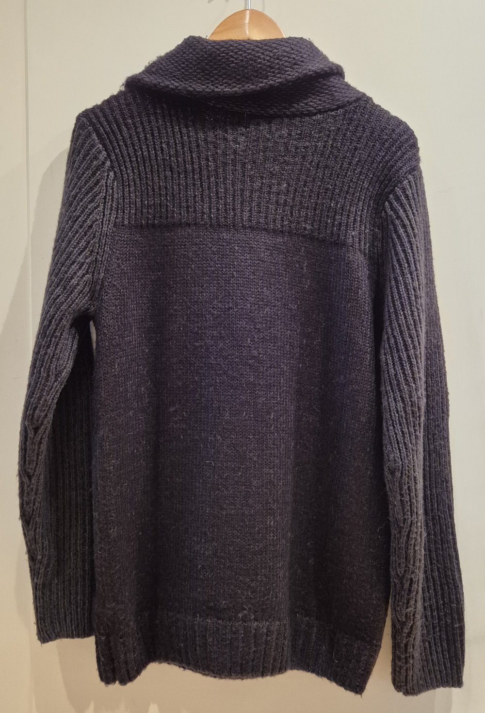 Bruno Banani Pullover Strick großer Kragen schwarz grau Gr M