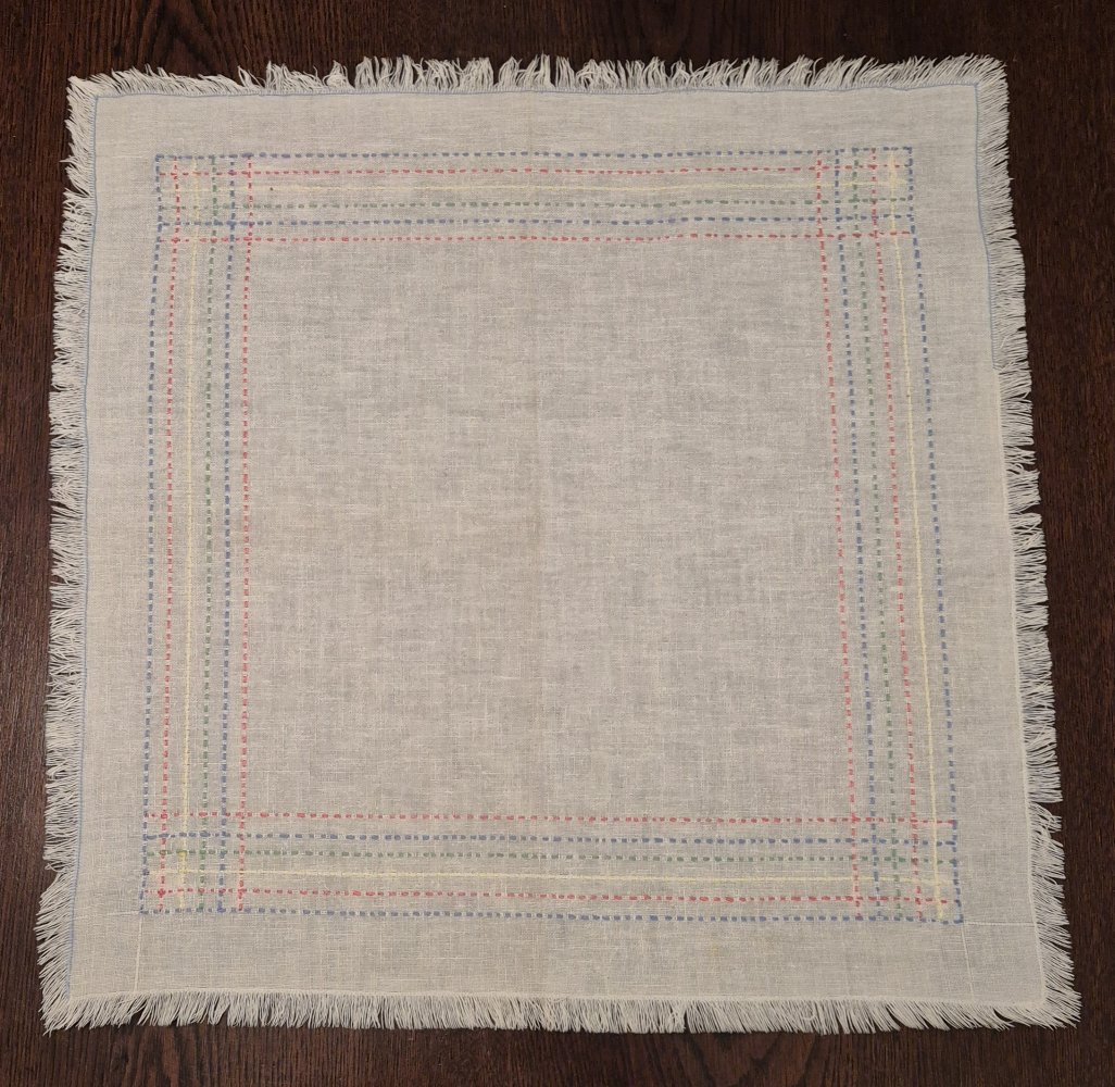 Tischdecke Läufer Set alt Stickerei vintage weiß bunt 46 x 46 cm