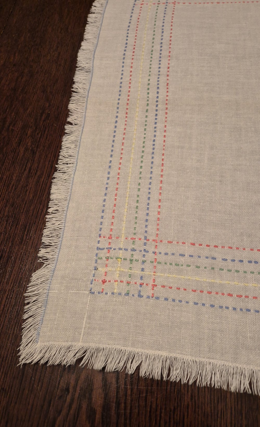 Tischdecke Läufer Set alt Stickerei vintage weiß bunt 46 x 46 cm