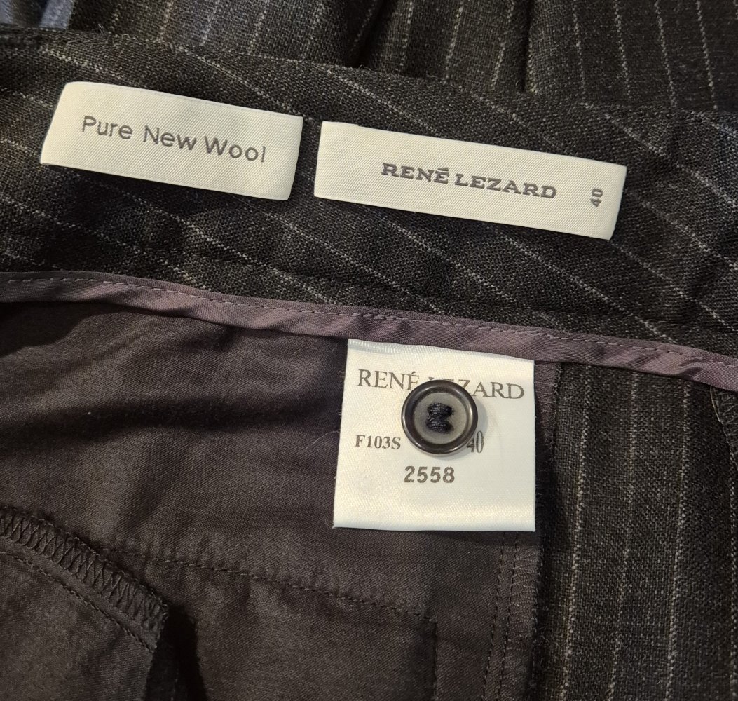 Rene Lezard Anzughose Hose braun grau Schurwolle Gr 40