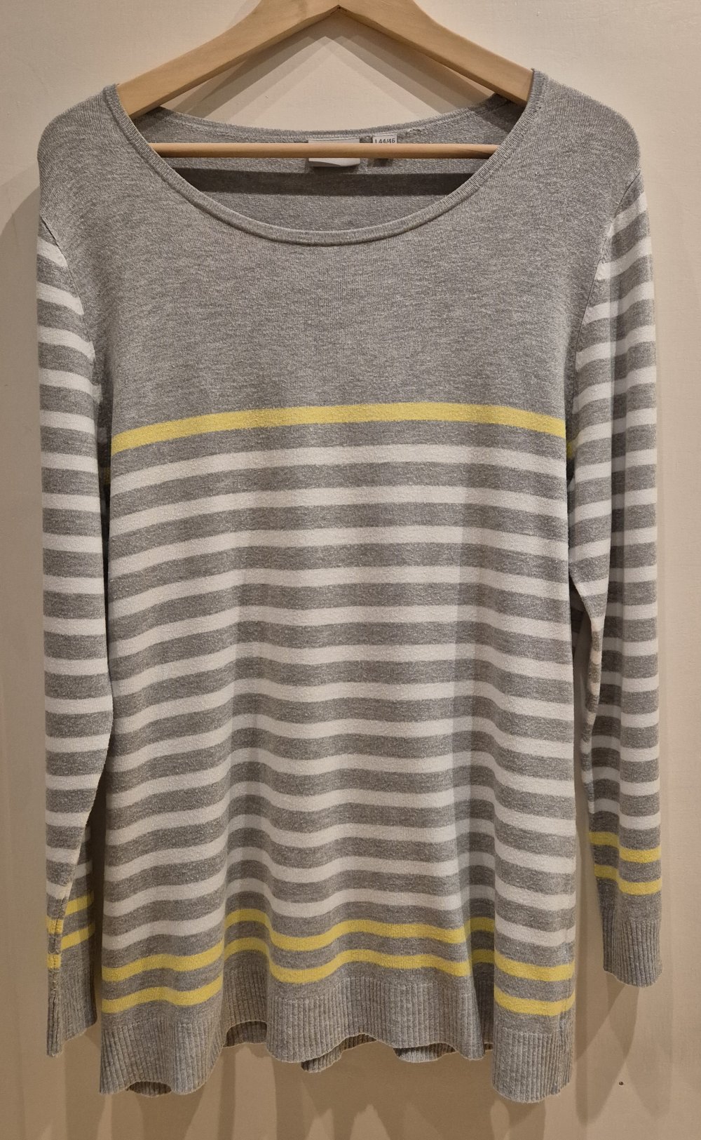 Blue Motion Pullover gestreift grau gelb Gr 44/46