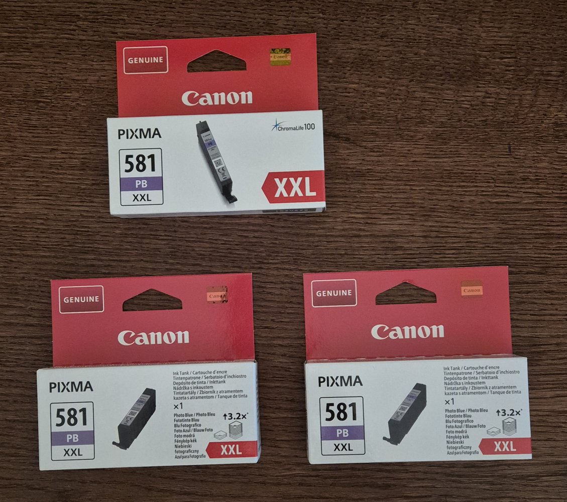 3 Tintenpatronen Canon CLI-581PB XL Fotoblau - NEU und ungeöffnet