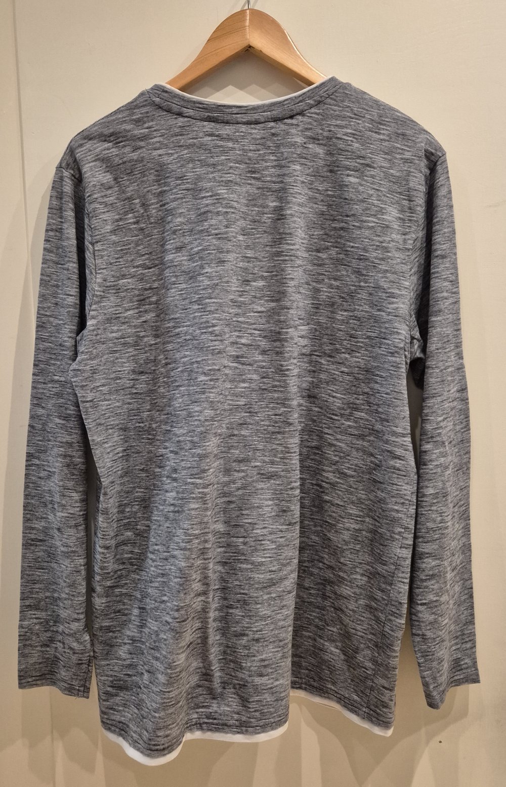 Jean Pascale Langarmshirt Longsleeve blau weiß meliert Gr L