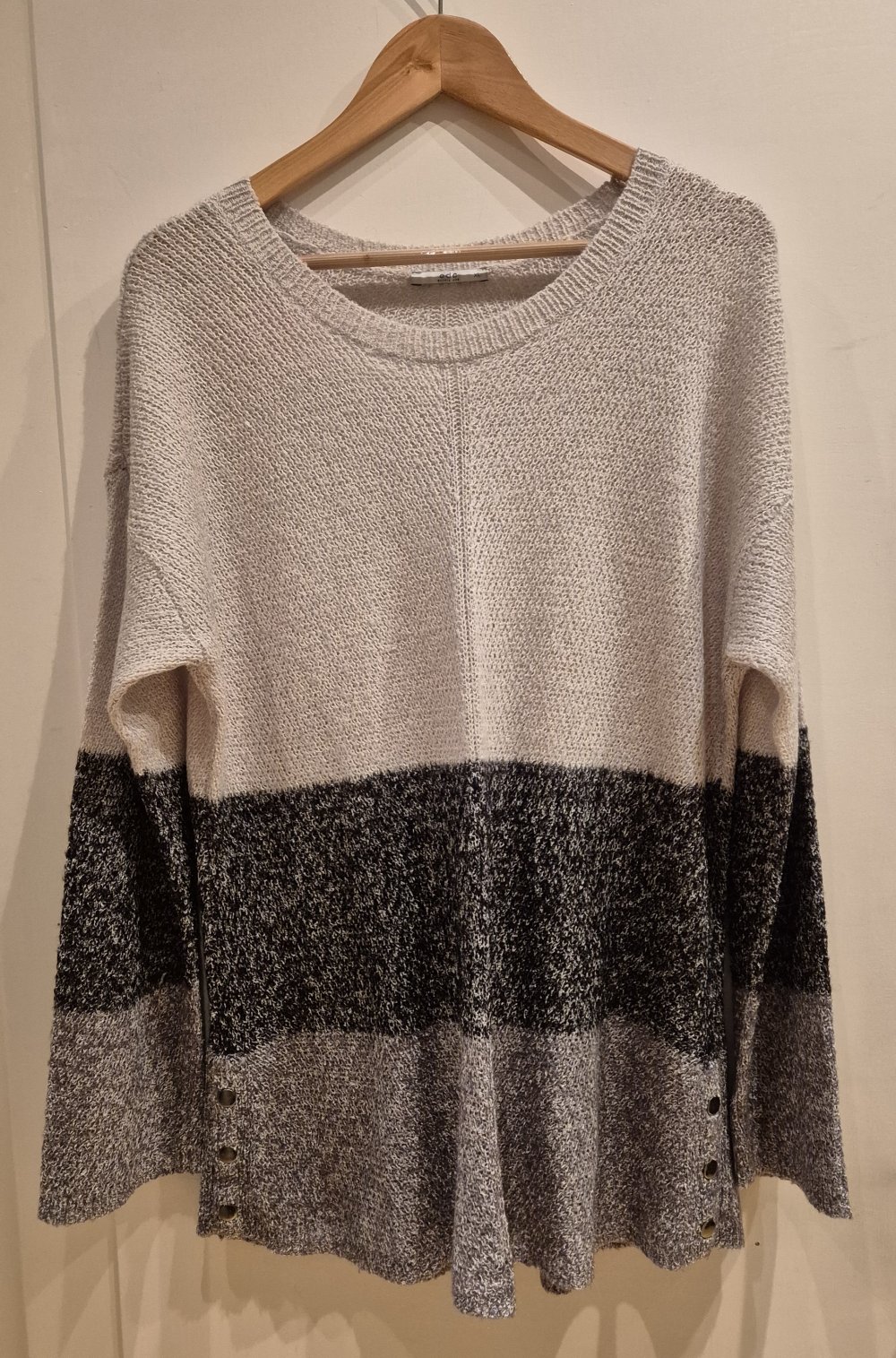 Esprit edc Pullover strick beige grau gestreift Gr XL