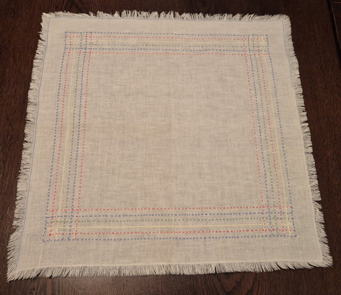 Tischdecke Läufer Set alt Stickerei vintage weiß bunt 46 x 46 cm