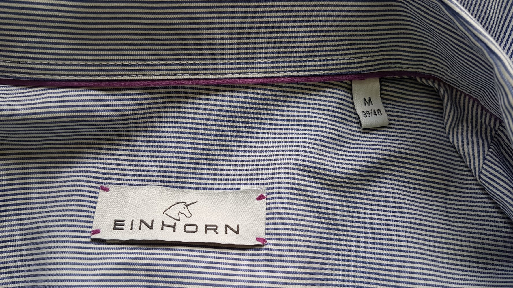 Einhorn Hemd, blau weiß gestreift, Gr. M
