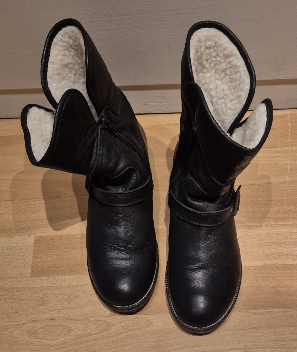 Biker Boots Stiefel Lammfell gefüttert schwarz Gr 41