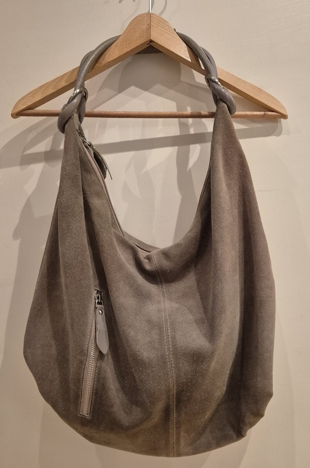 Handtasche Umhängetasche beige Wildleder