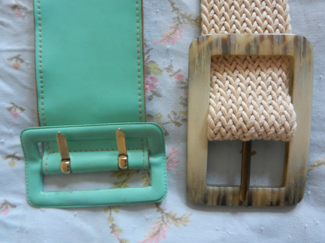 3 Gürtel Leder Stoff Hornschnalle Webgürtel Vintage Rockabella BERLIN