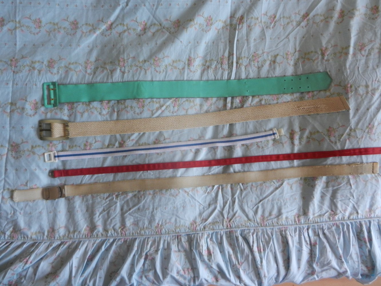 3 Gürtel Leder Stoff Hornschnalle Webgürtel Vintage Rockabella BERLIN
