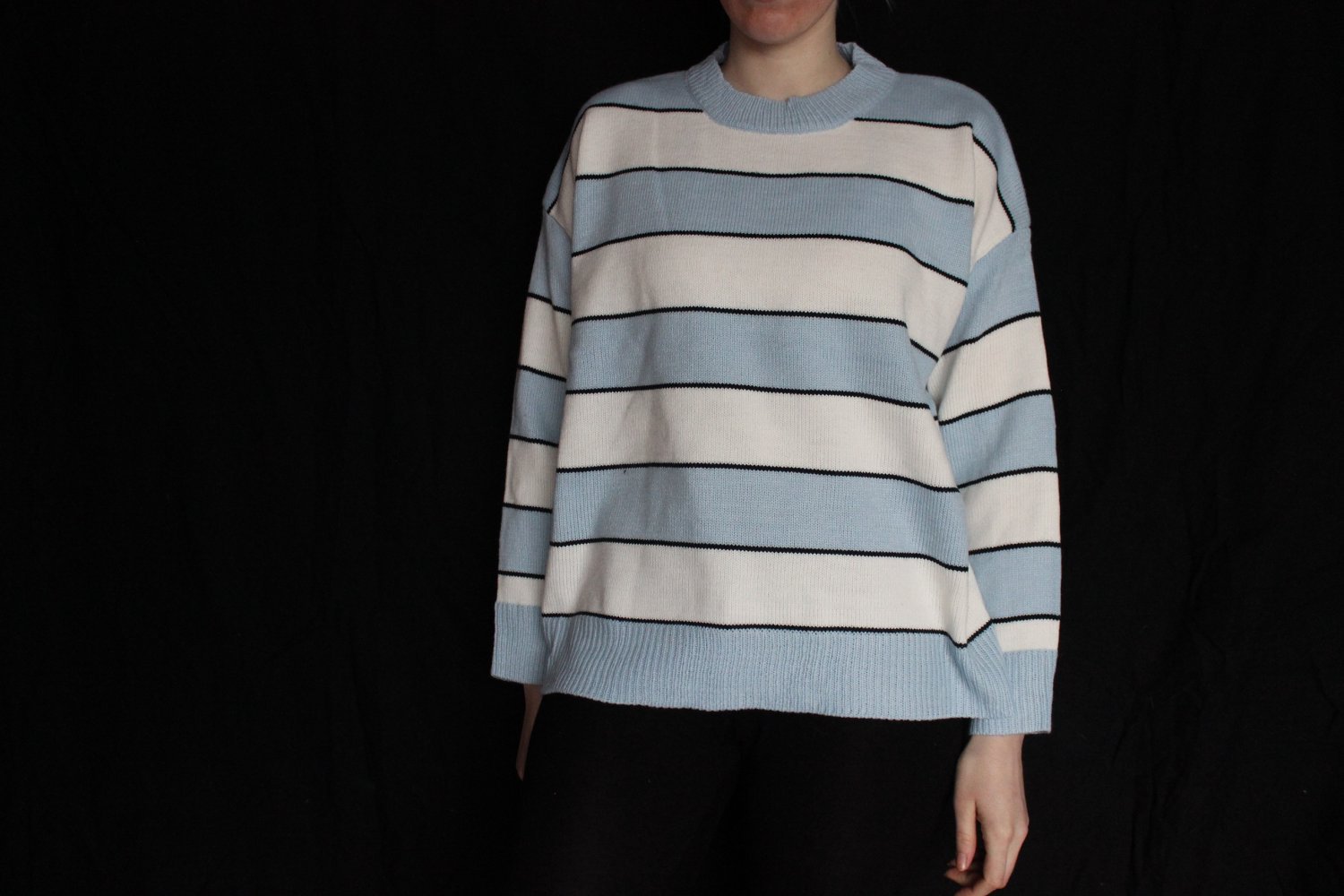 Pullover Streifen gestreift blau hellblau weiß