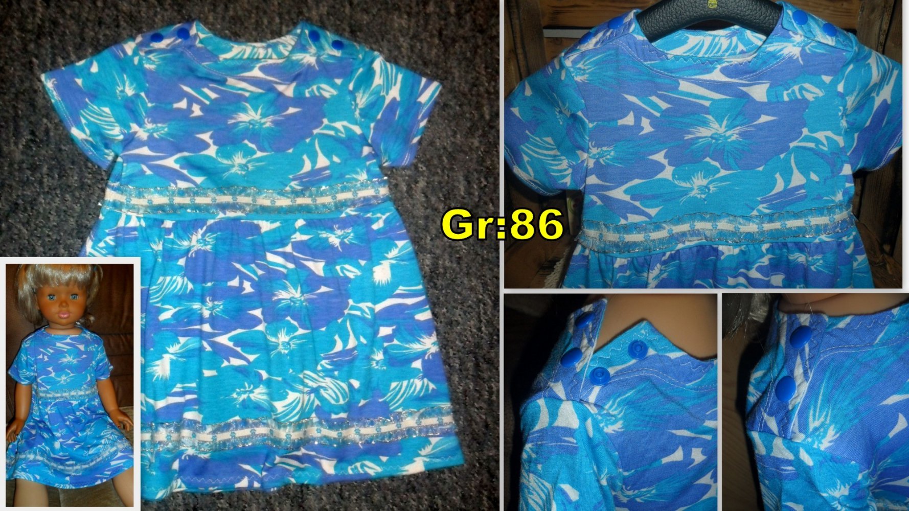 Mädchen Sommer Shirt-Kleid Gr:86..Liebe zu Handmade*Neu*