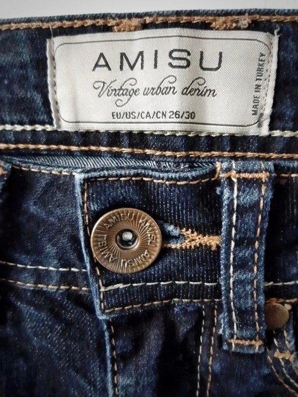 Dunkelblaue Amisu Jeans | New Yorker | Gr. 26/30 | Vintage urban denim | Low Waist | Hüftjeans