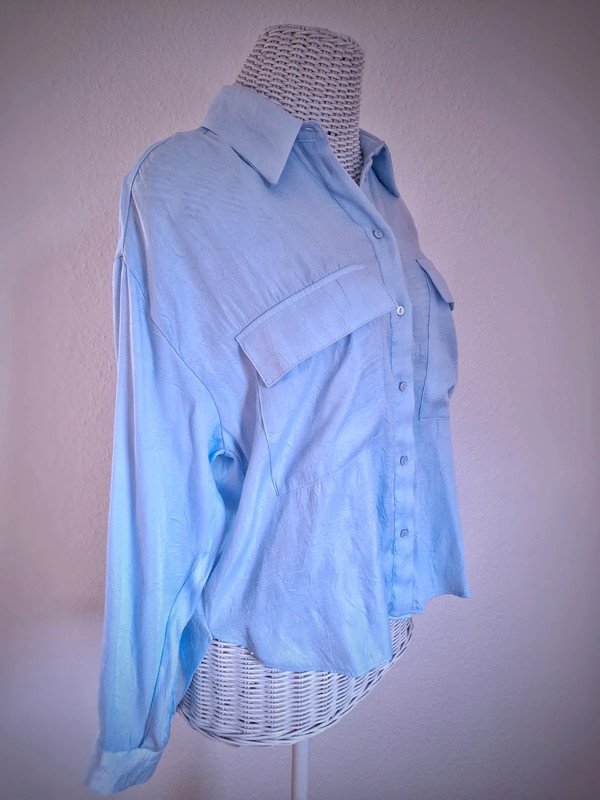 Hellblaue Zara Bluse | Gr. S | Oversize | langärmelig