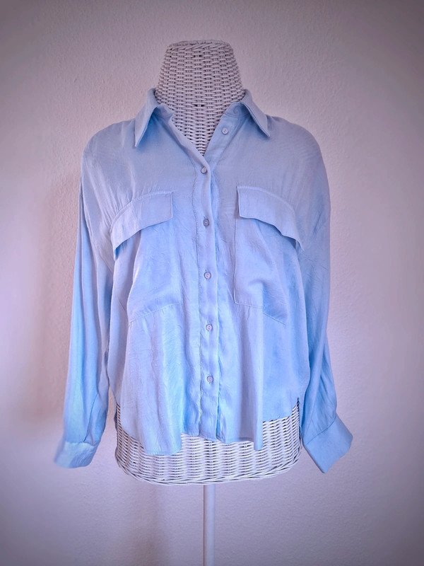 Hellblaue Zara Bluse | Gr. S | Oversize | langärmelig