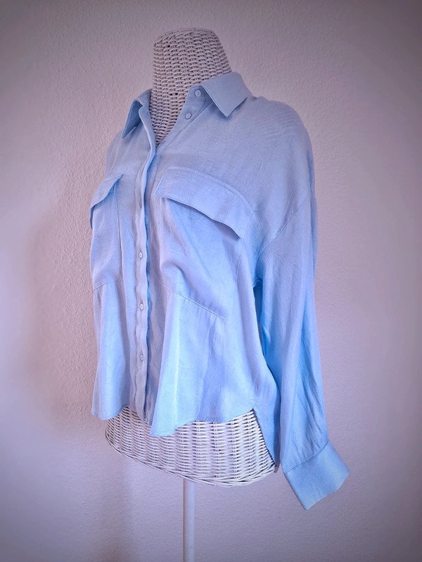 Hellblaue Zara Bluse | Gr. S | Oversize | langärmelig