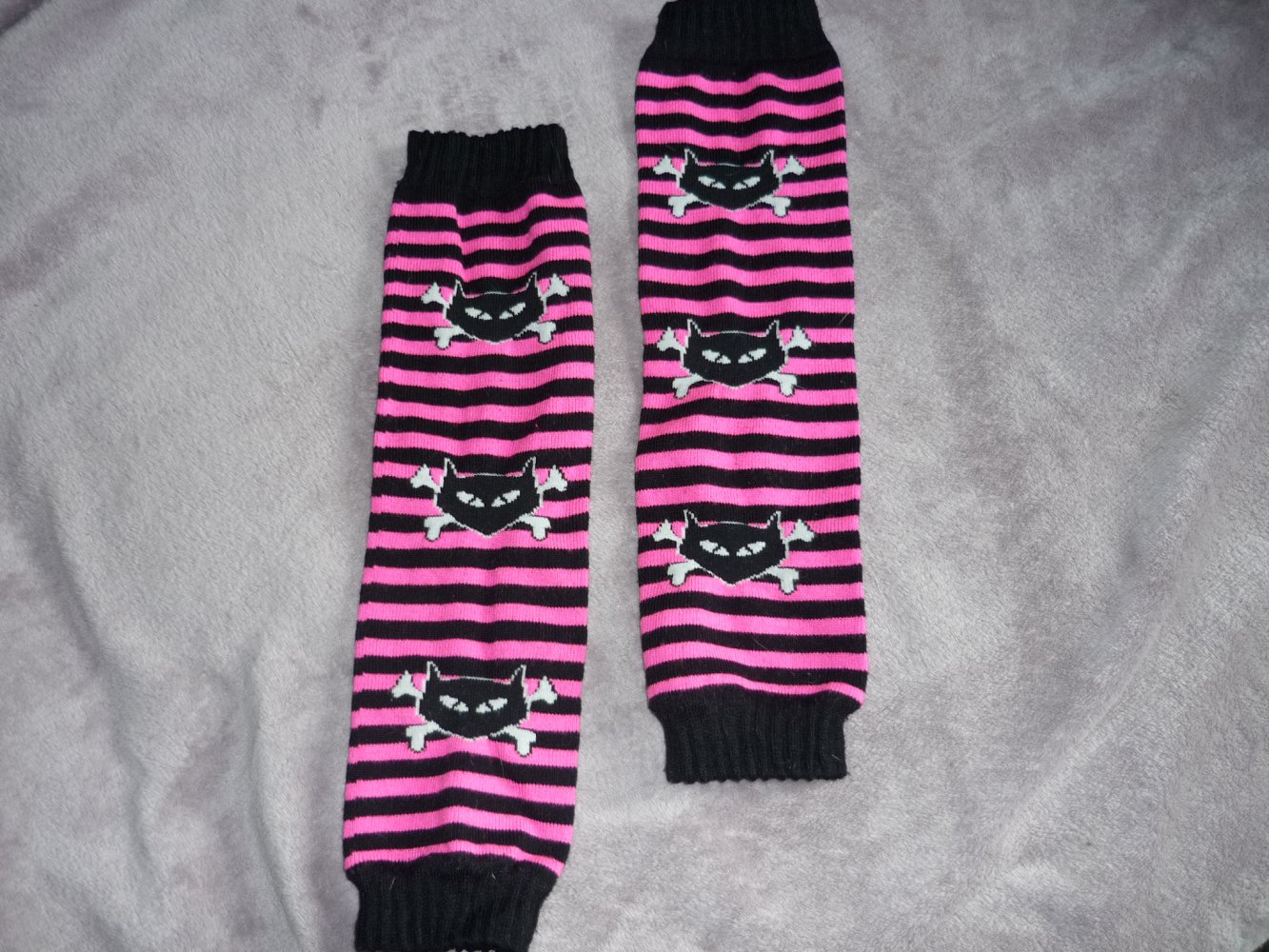 Kitty Katzen Beinstulpen Gothic Punk Rockabilly schwarz pink
