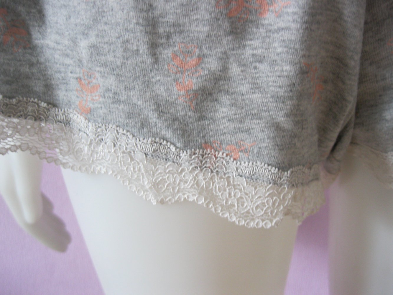 Schlafshorts # Esmara Lingerie # Spitze # Grau/Rose/Weiß # 100% Baumwolle # 36