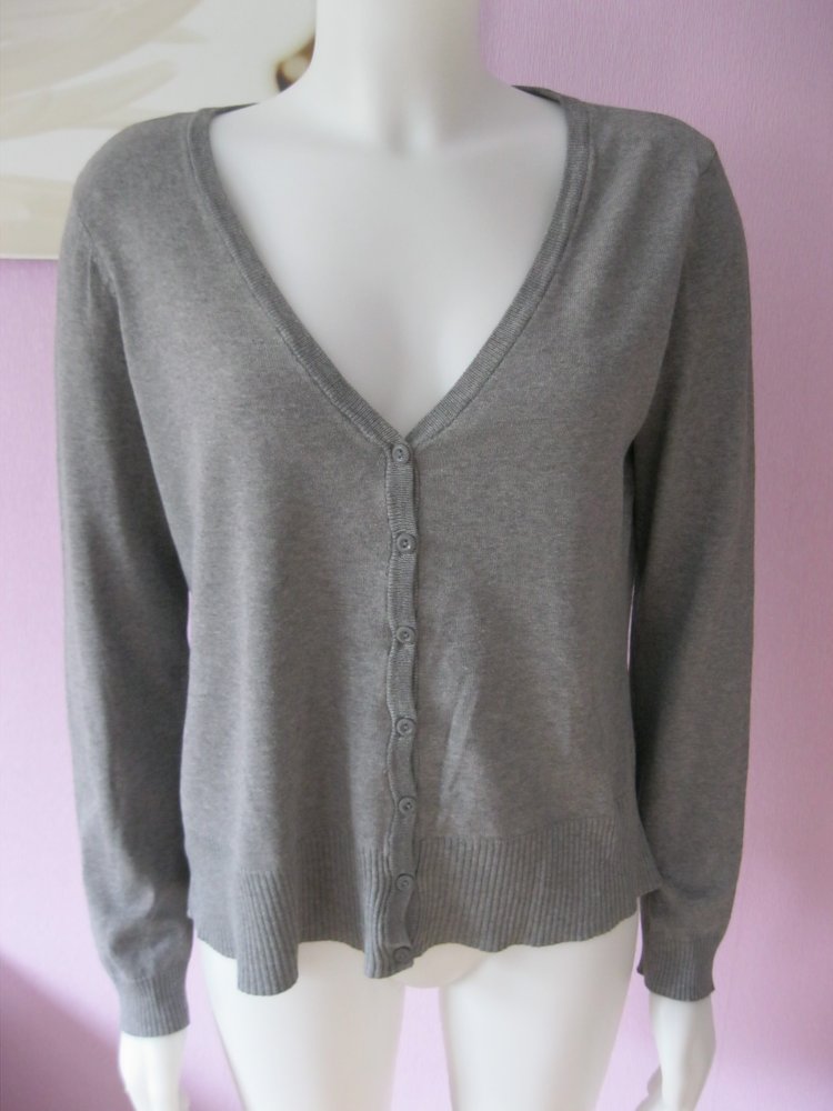 H&M Feinstick-Jacke Cardigan Baumwolle Grau M