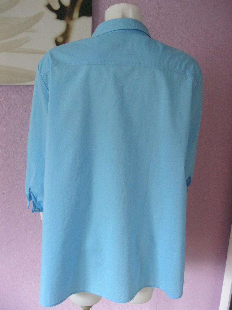 Bluse # Walbusch # 1/2-Arm # 100% Baumwolle # Hellblau # 50