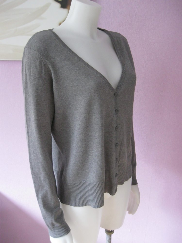 H&M Feinstick-Jacke Cardigan Baumwolle Grau M