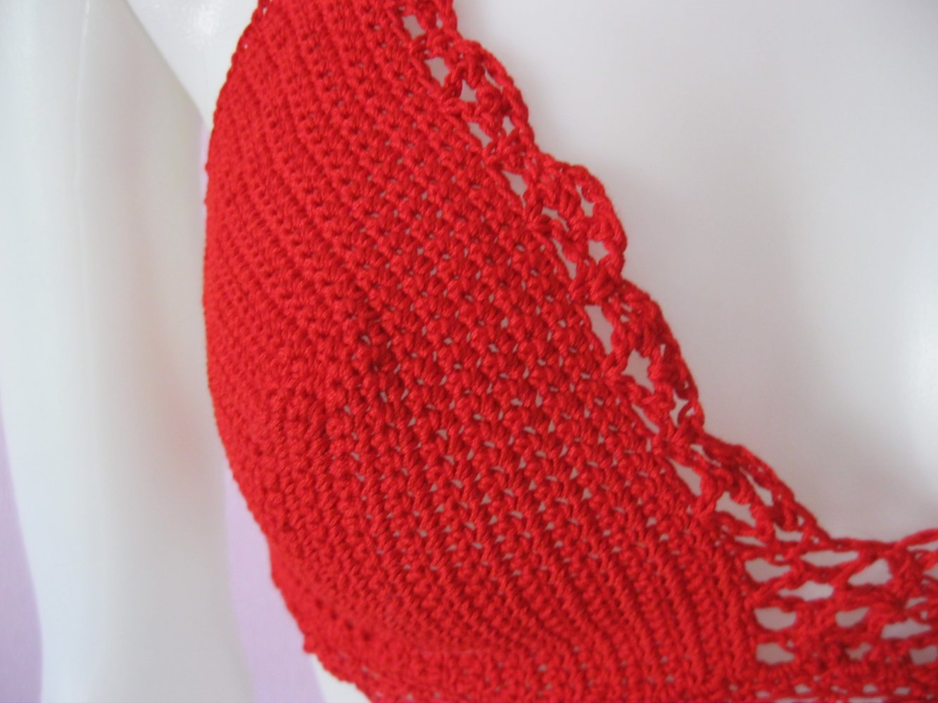 NEU Bikini 2-Teiler Retro-Design Rot Handmade 100% Baumwolle # Cup B/C