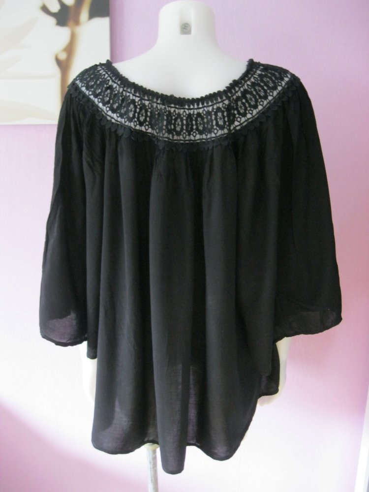 She la Love Tunika/Bluse 100% Viskose Schwarz Einheitsgröße