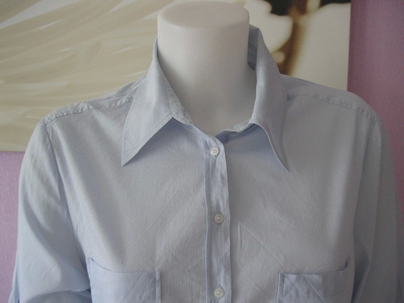ST. Emile Bluse mit Hemdkragen hellblau Viskose/Seide L (40)