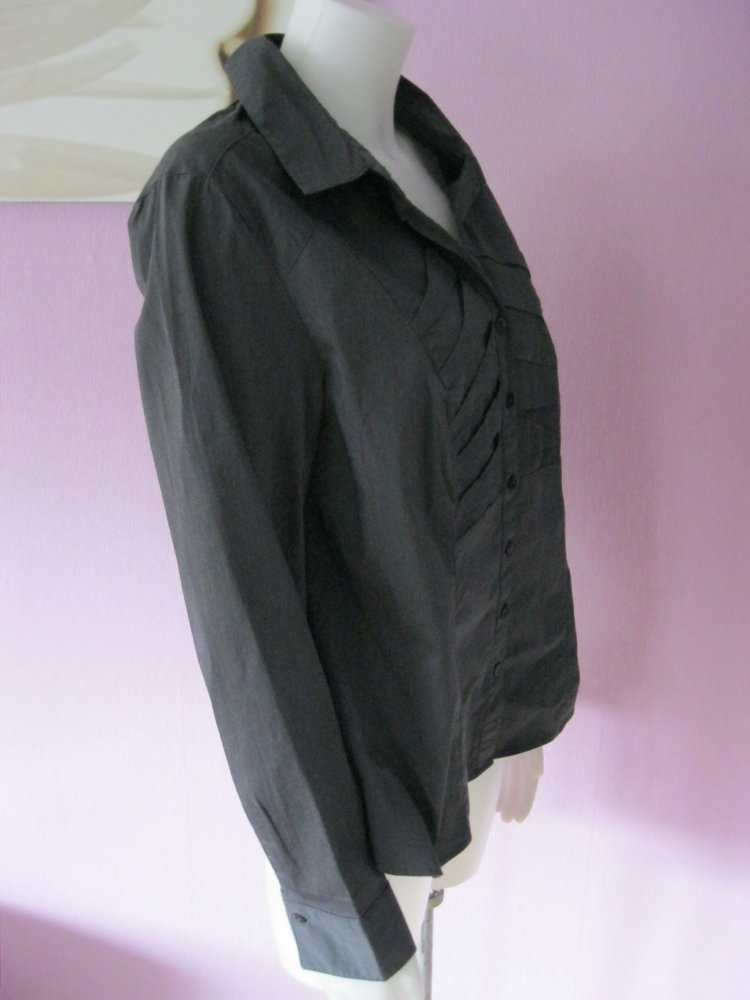 Dalia Collection Bluse / Hemd langärmlig Baumwolle Grau XL