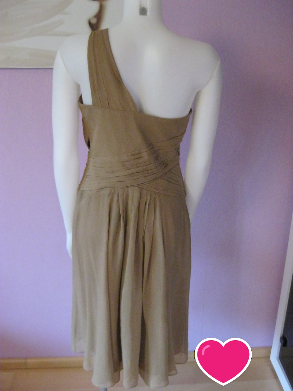 One-Shoulder-Kleid # Cocktail-Kleid # Hallhuber # 38 # Goldbraun