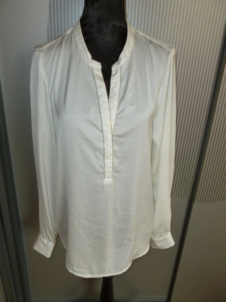 Bluse Promod weiß Steinchen