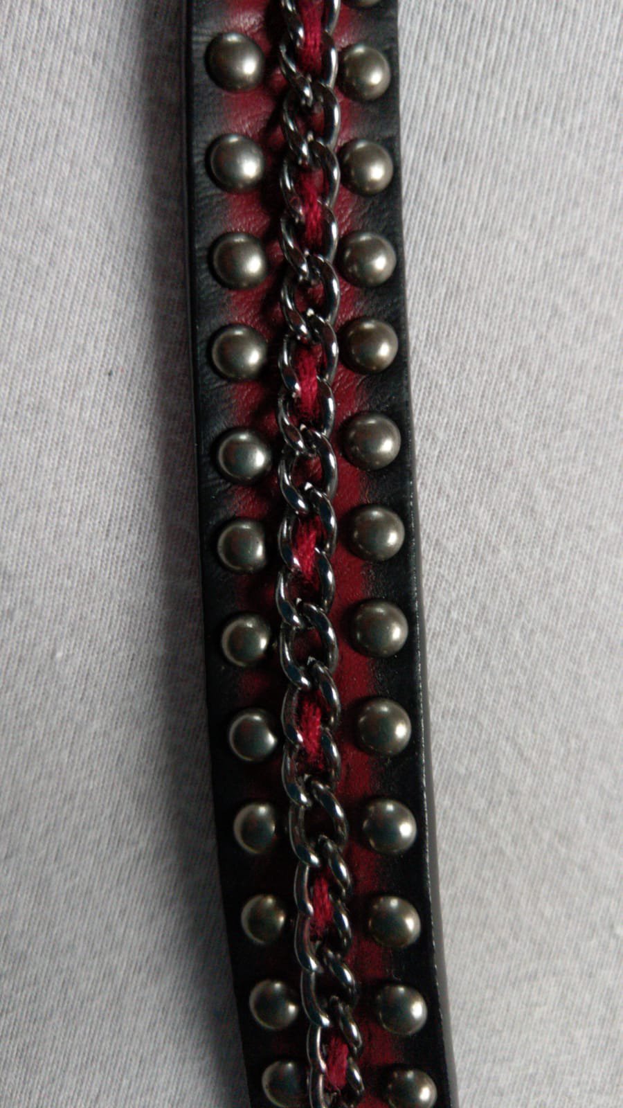 Gürtel rot schwarz Nieten Leder 90cm