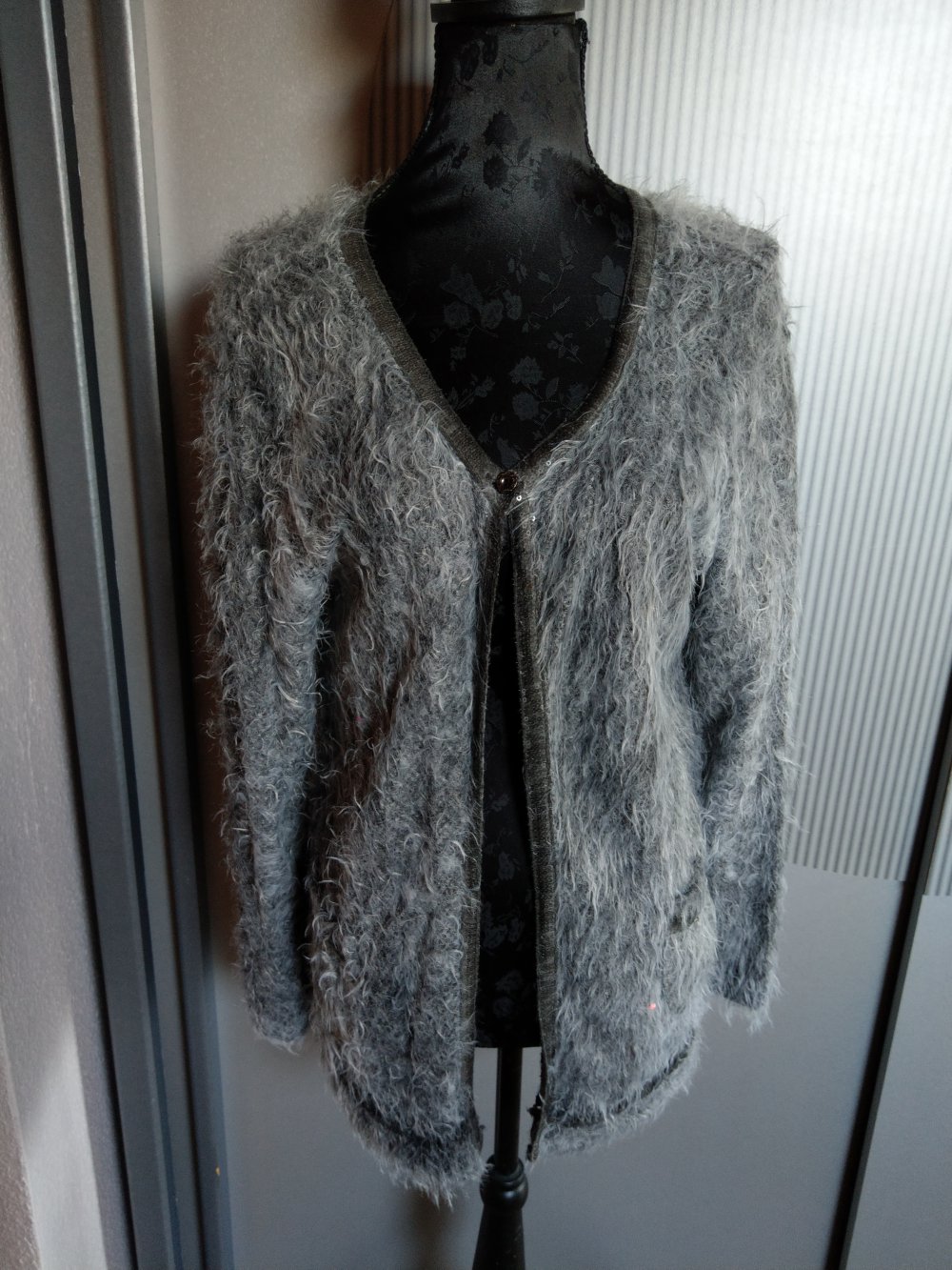 Jacke Strickjacke grau Pailletten Made in Italy 