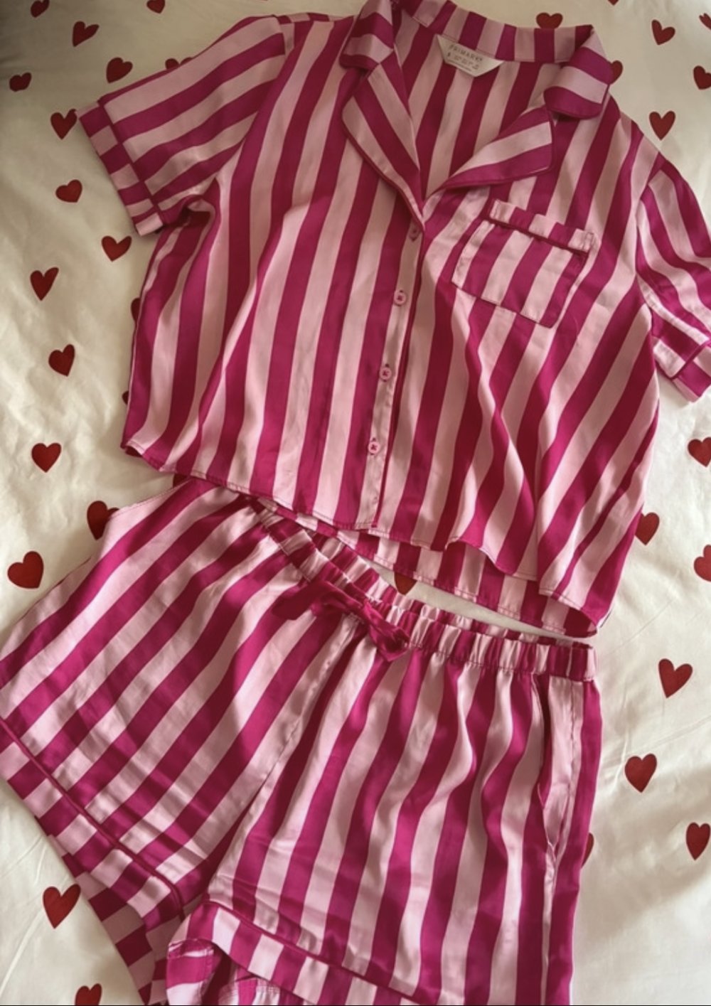Pyjama pink gestreift Damen Schlafanzug 