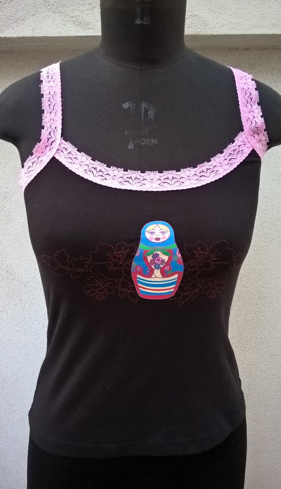 HEMDCHEN TOP Gr. 38 Gr. 40 Matrioshka  Matryoshka Print NEU 100% Baumwolle