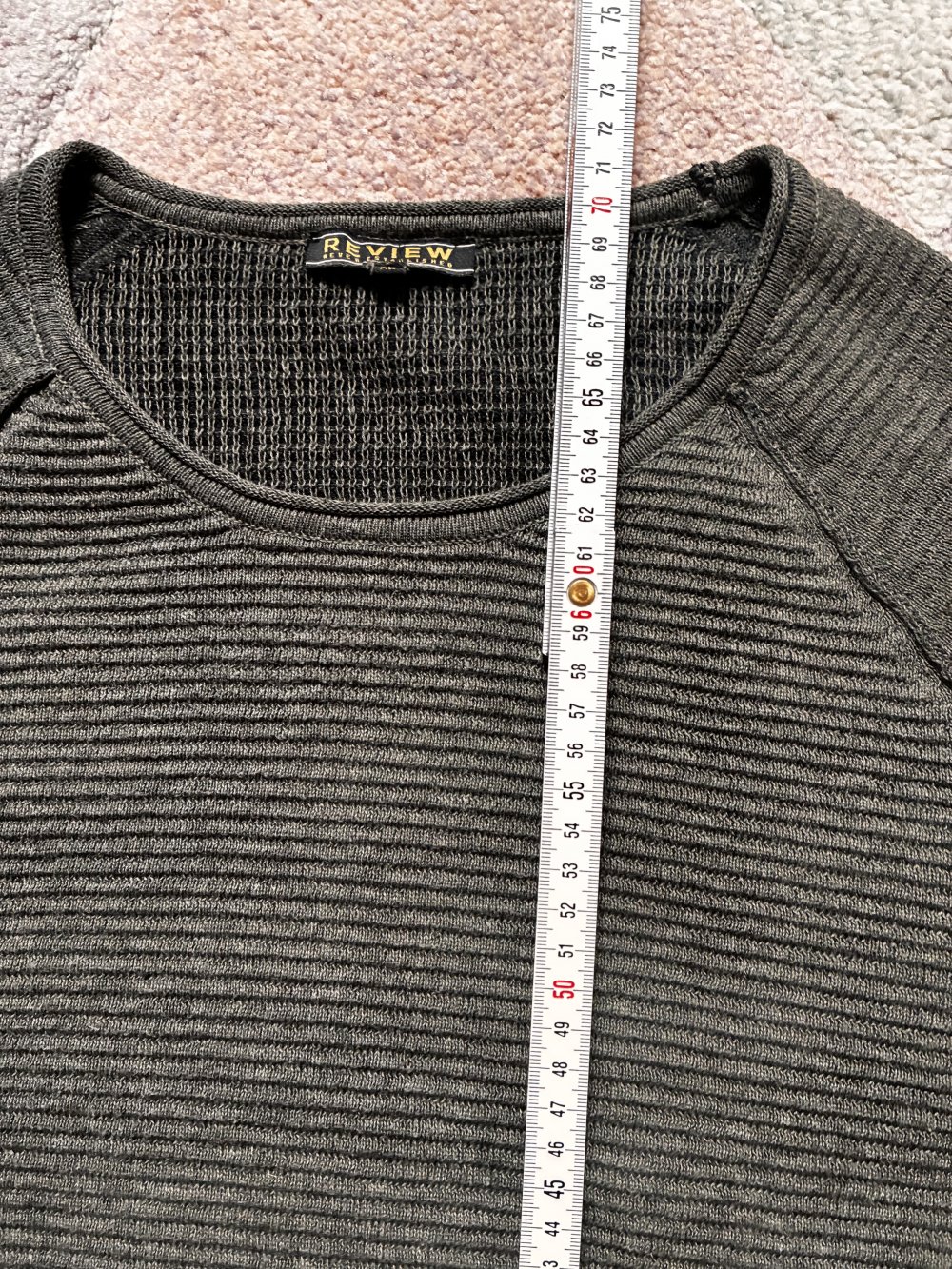 Pullover Herren Langarm Grau Strick Casual M/L Review Waffelpique Oberteil Basic Streetwear 